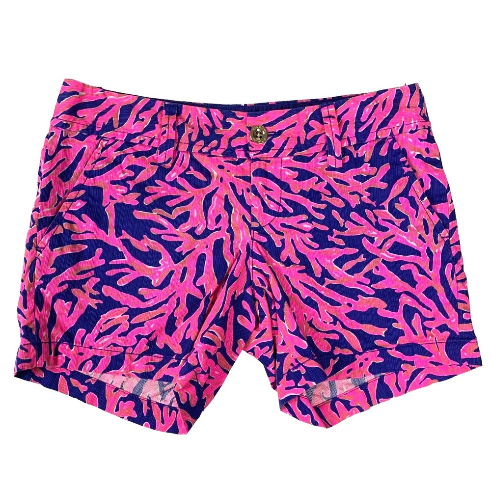 Lilly Pulitzer Callahan 5" Inseam Shorts sz 0 Did you Catch That Navy Fish Coral